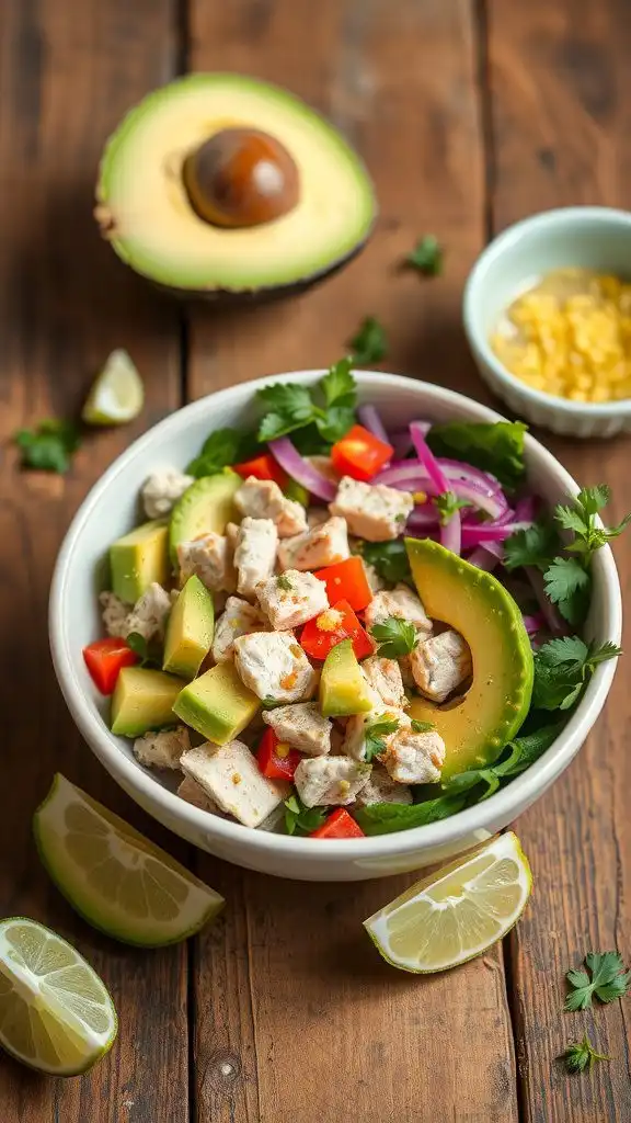 simple avocado tuna salad with lime dressing
