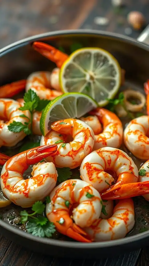 sizzling shrimp with garlic and lime