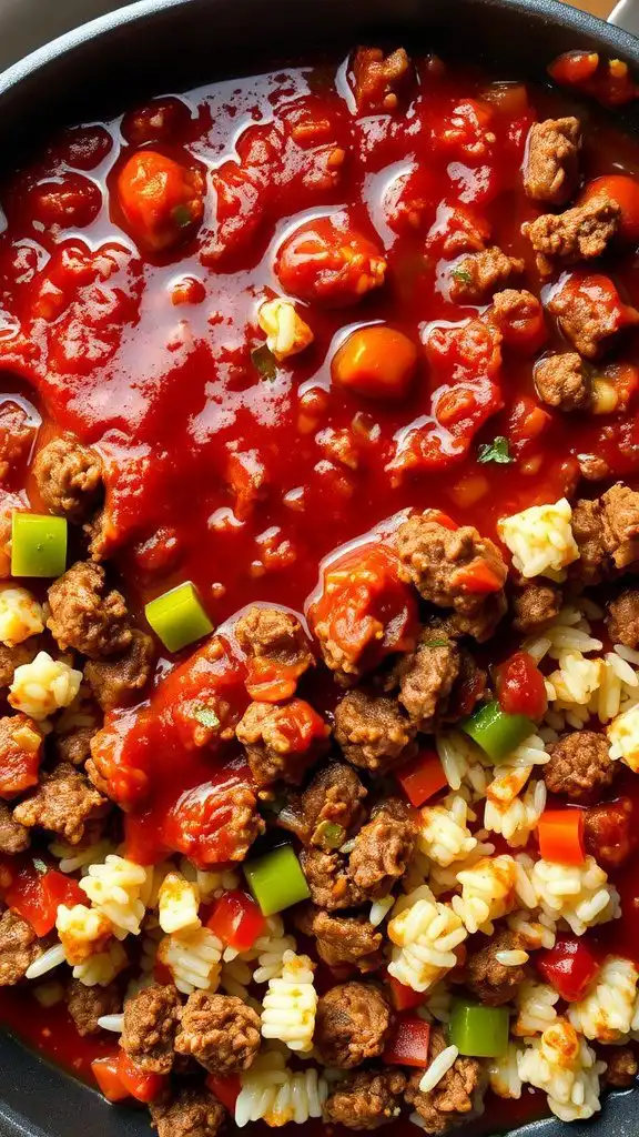 sloppy joe ground beef and rice skillet