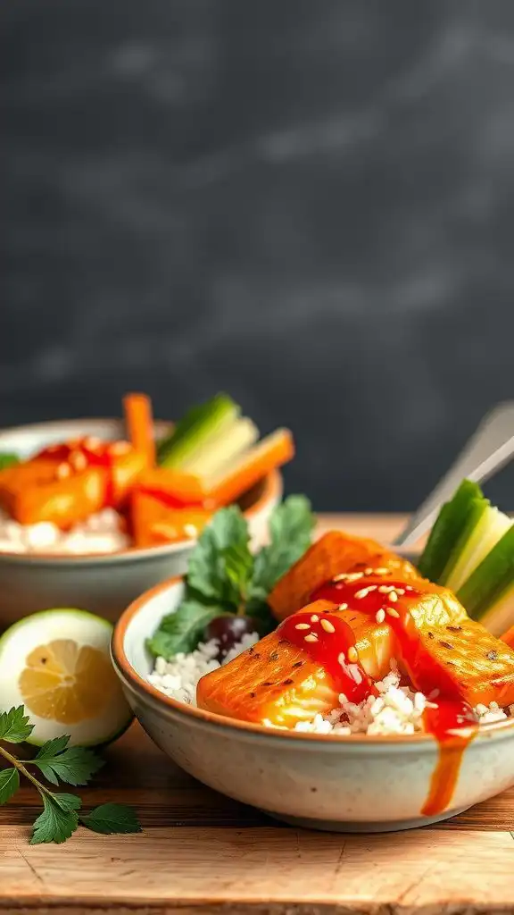 spicy sriracha salmon bowls