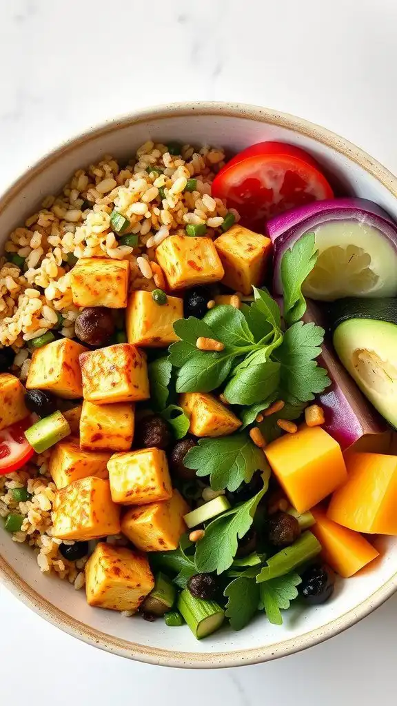 spicy tofu buddha bowl