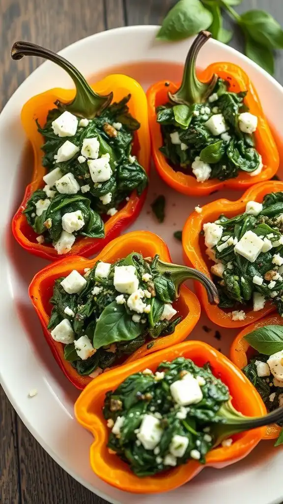 spinach and feta stuffed peppers spinach and feta stuffed peppers