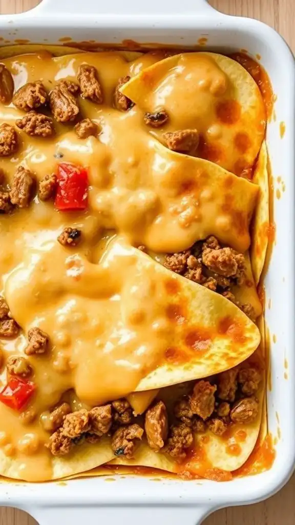 taco bake casserole with tortillas