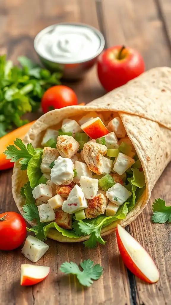 tangy chicken salad wrap with greek yogurt celery
