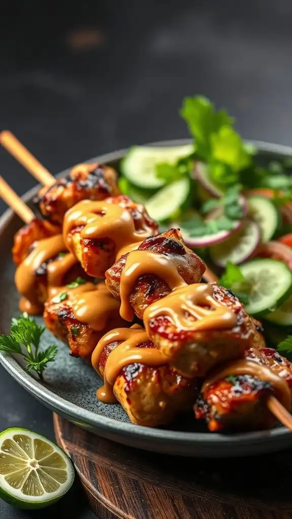 thai peanut chicken skewers