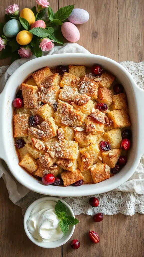 almond cranberry bread pudding