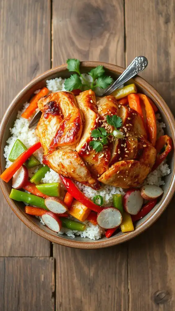 asian chicken veggie bowl