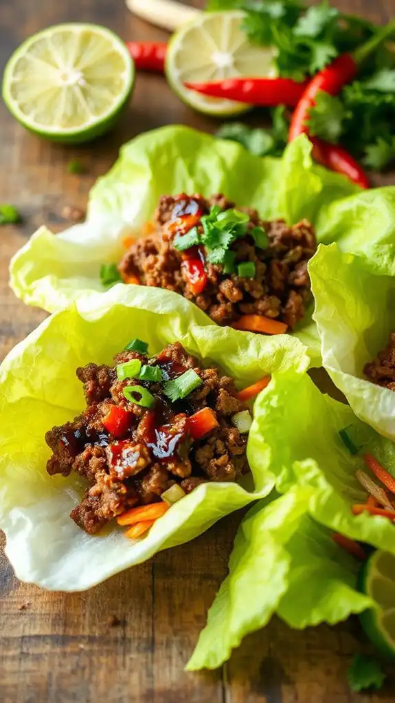 asian inspired beef lettuce cups