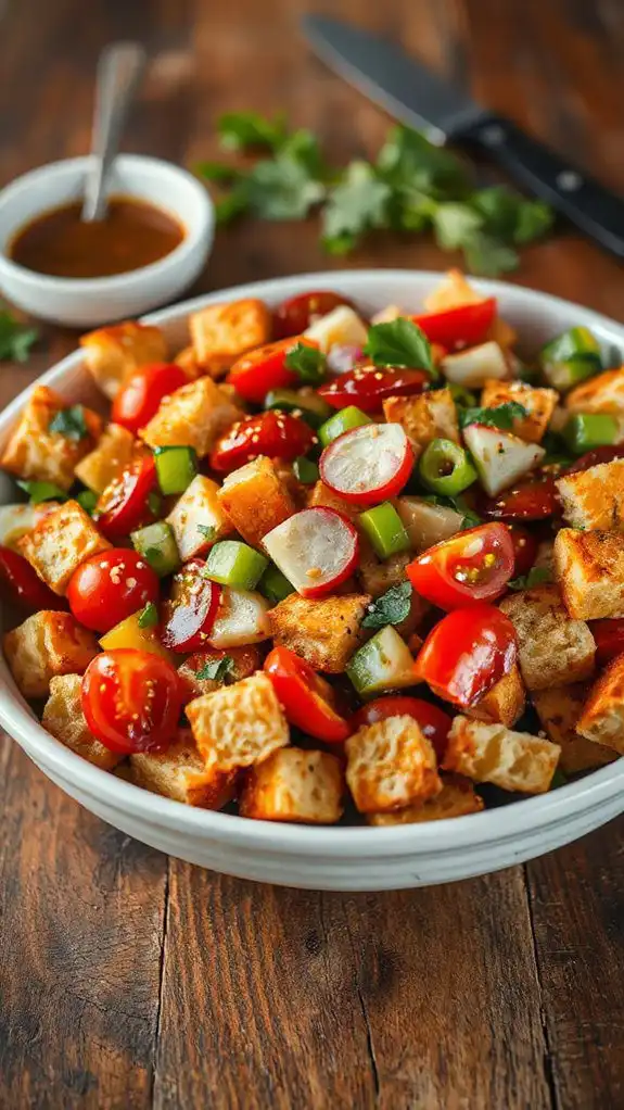 asian panzanella with dressing