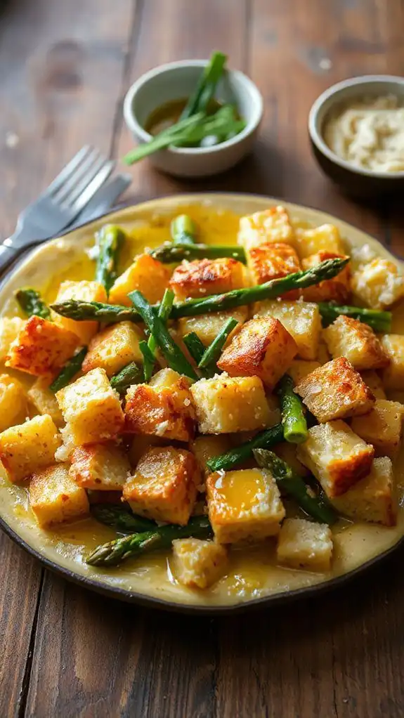 asparagus parmesan bread pudding