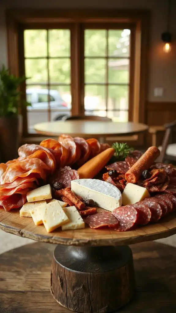 assorted meats and cheeses