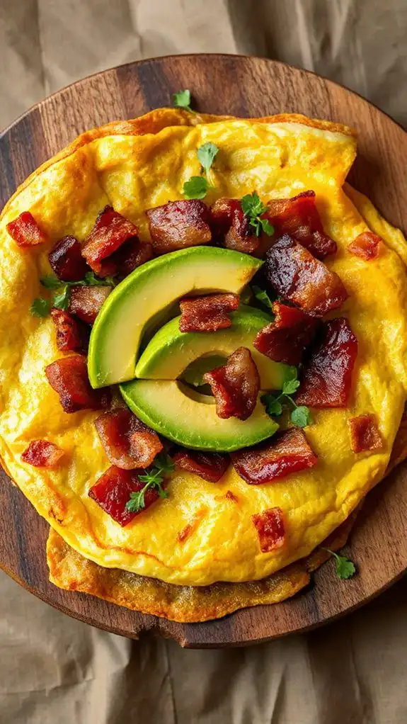 avocado bacon filled omelet