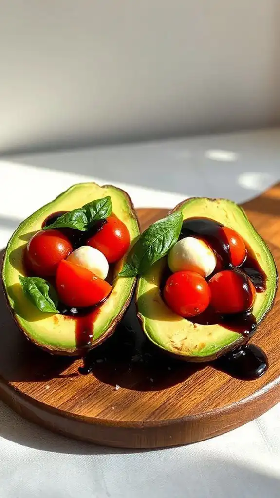 avocado filled with caprese