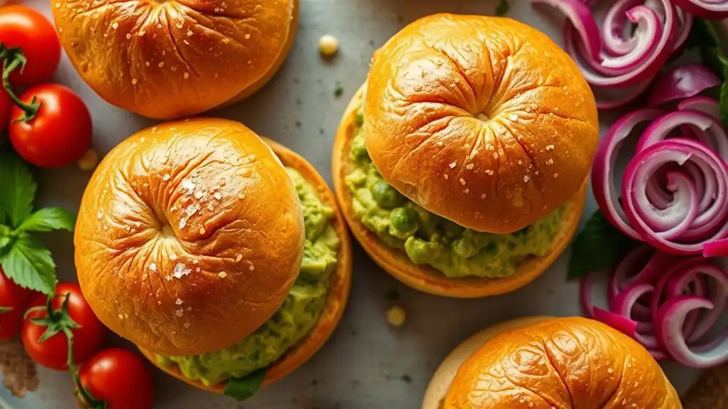 avocado pea smash burgers