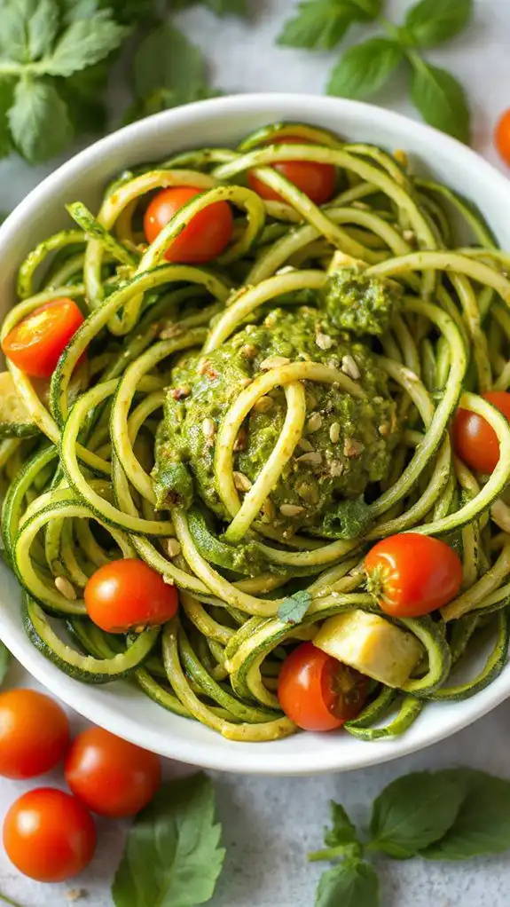 avocado pesto zucchini noodles