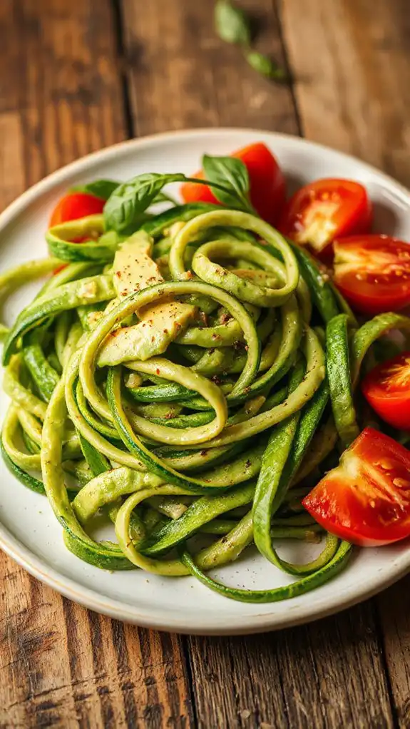 avocado sauce on zucchini