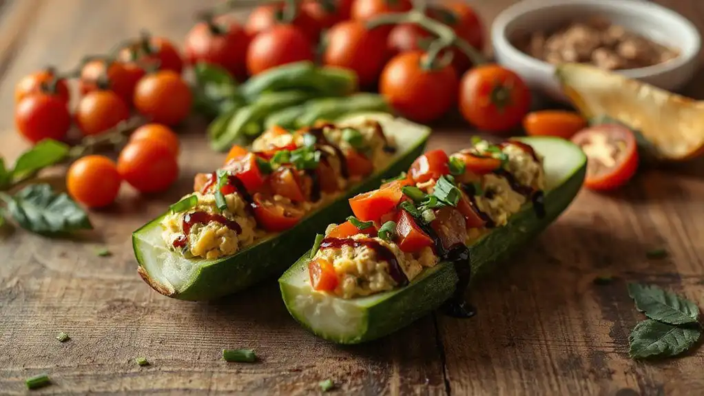 avocado tomato cucumber boats