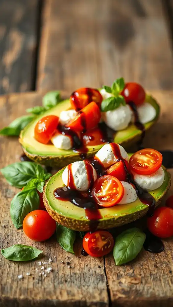 avocados filled with caprese