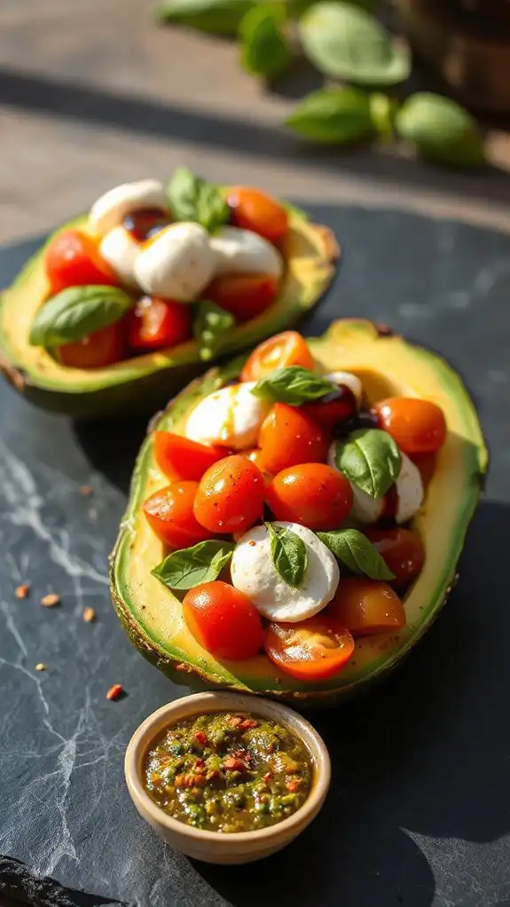 avocados filled with caprese