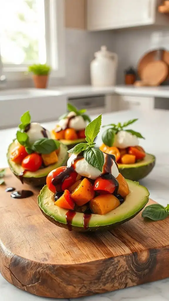 avocados filled with caprese salad