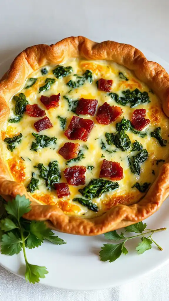 bacon filled spinach quiche recipe