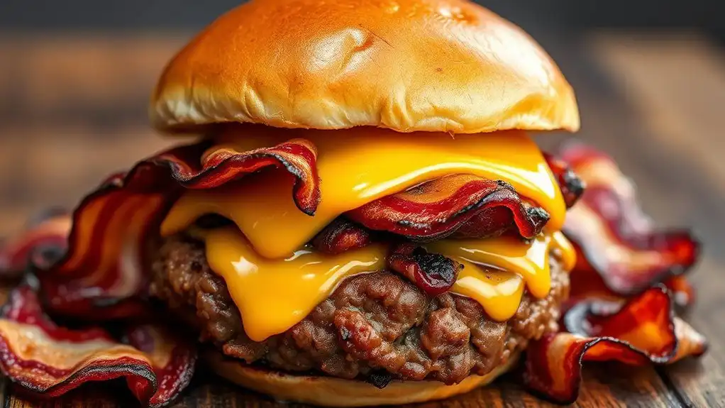 bacon wrapped bbq burger delicacy