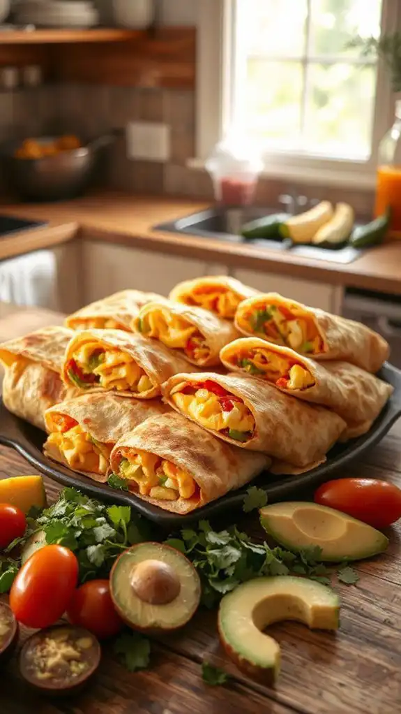 baked breakfast egg burritos