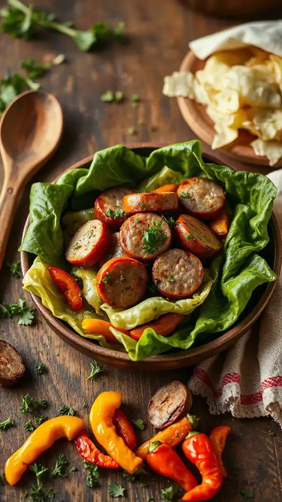 baked cabbage with sausage