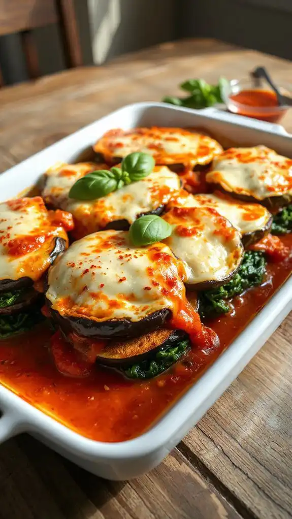 baked eggplant spinach dish