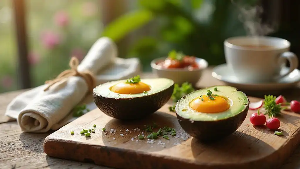 baked eggs inside avocado baked eggs inside avocado