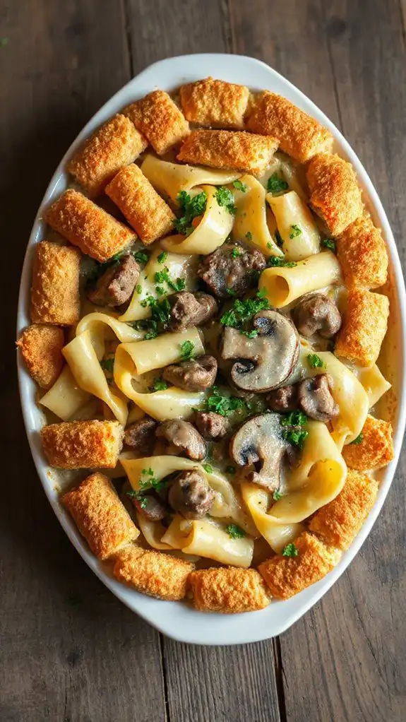 baked hamburger stroganoff casserole