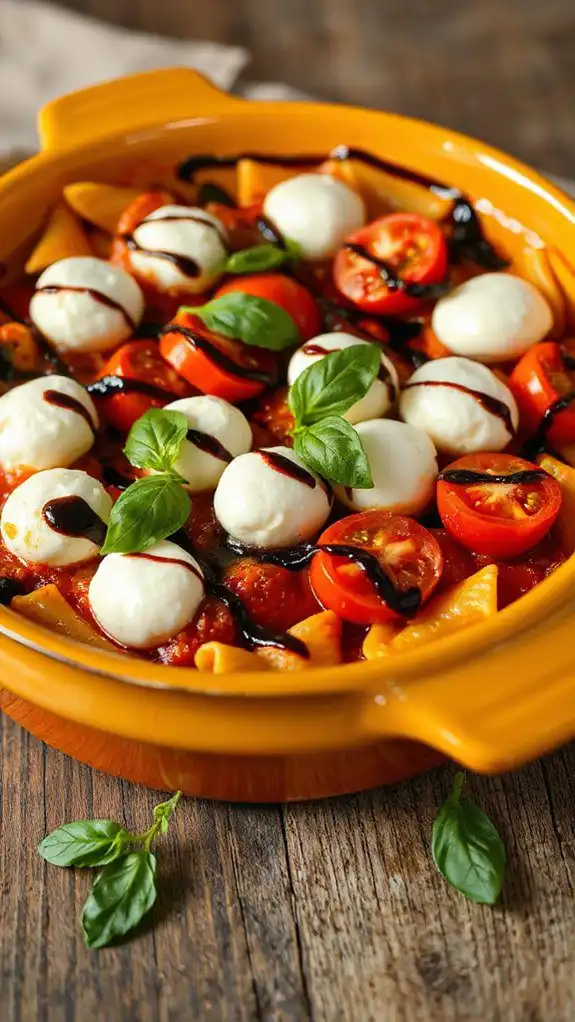 baked pasta with caprese flavors