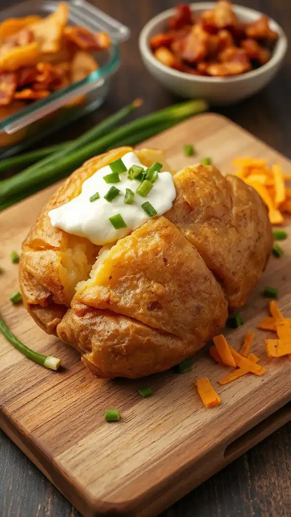 baked potato with toppings