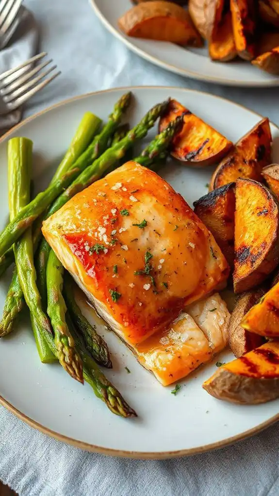 baked salmon asparagus sweet potatoes baked salmon asparagus sweet potatoes