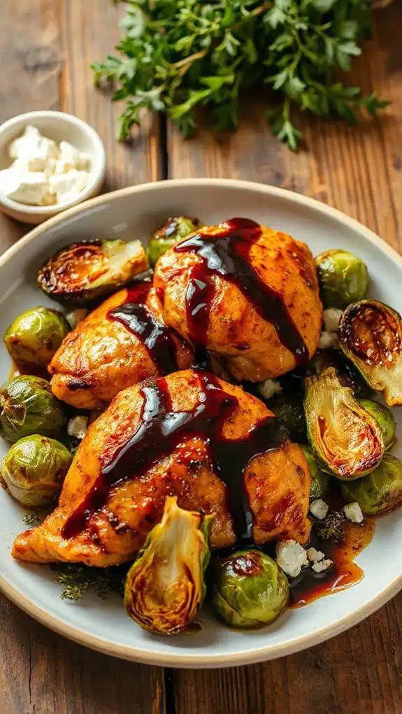 balsamic chicken and sprouts