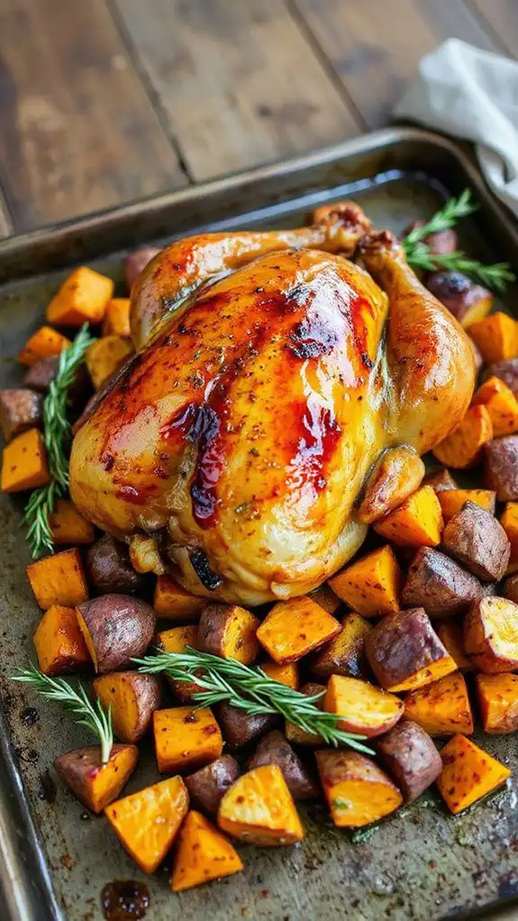 barbecue chicken with sweet potatoes