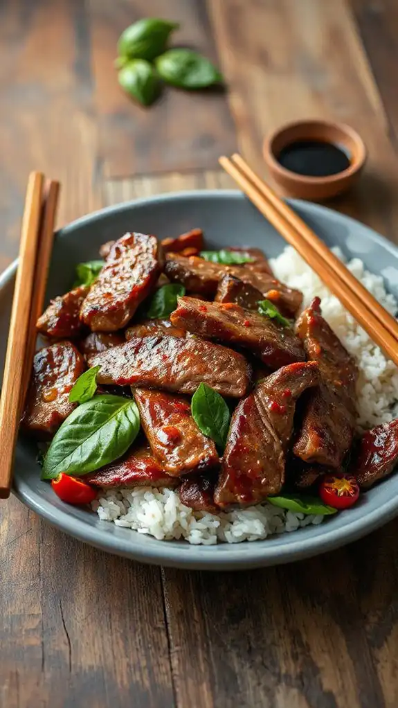 basil infused beef stir fry