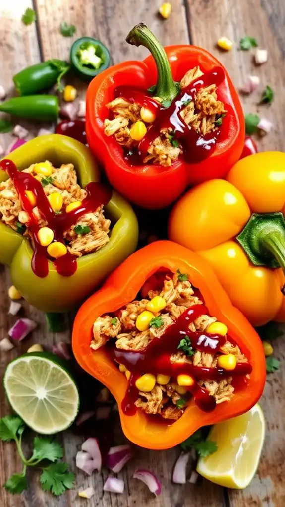 bbq chicken filled bell peppers