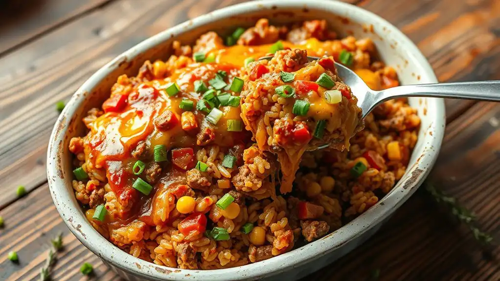bbq hamburger rice casserole