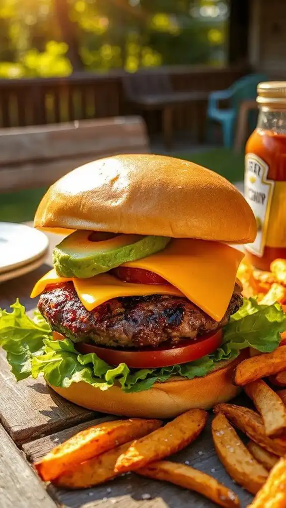 beef burgers topped with avocado