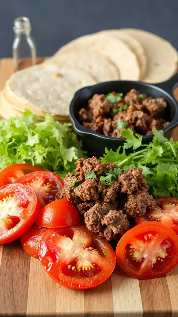 beef filled simple tacos