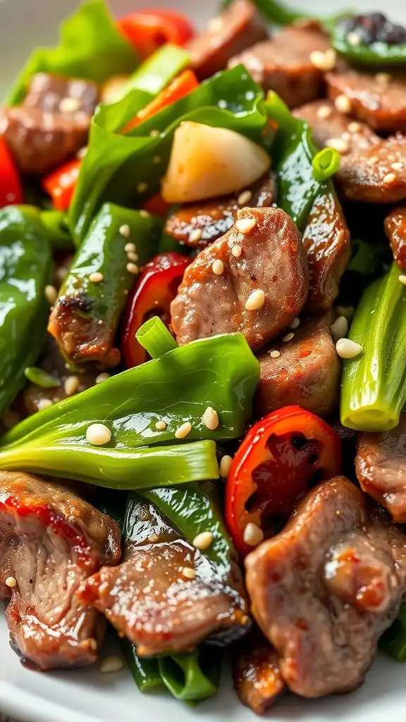 beef garlic choy stir fry