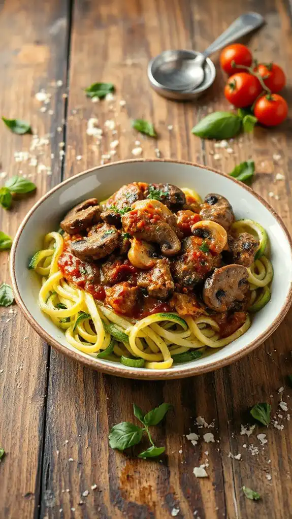 beef mushroom sauce zoodles