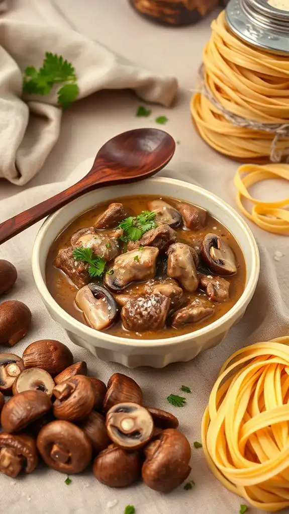 beef stroganoff with mushrooms