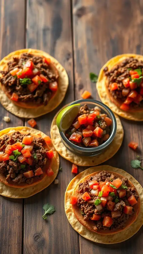 beef tostadas with beans