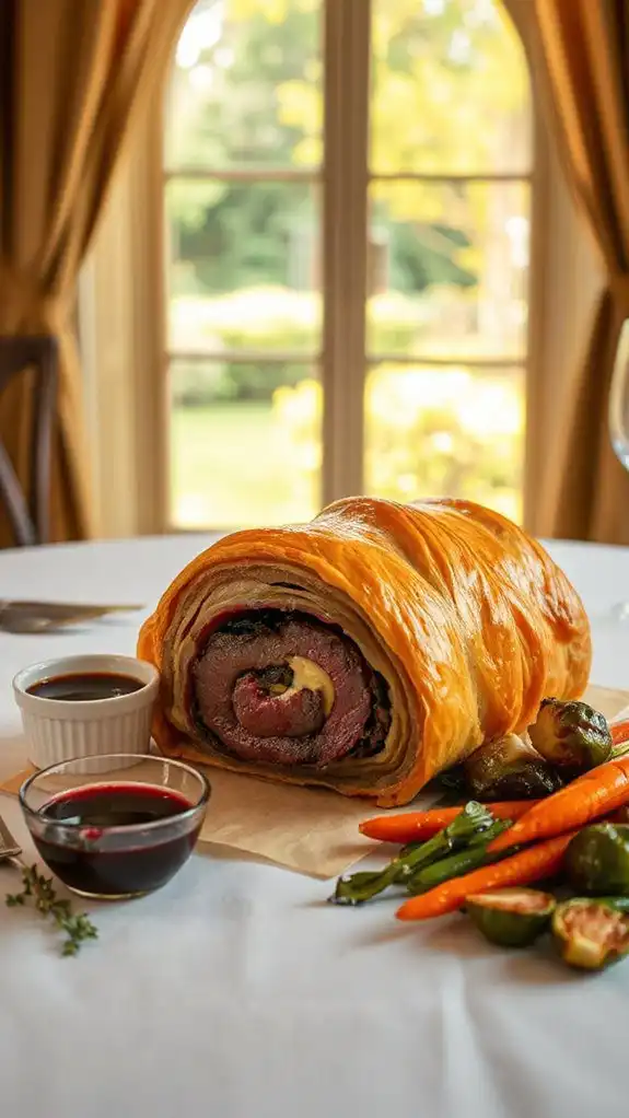 beef wellington with sauce
