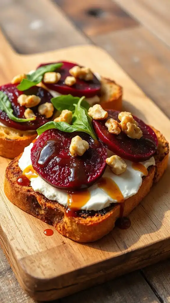 beet and cheese toast
