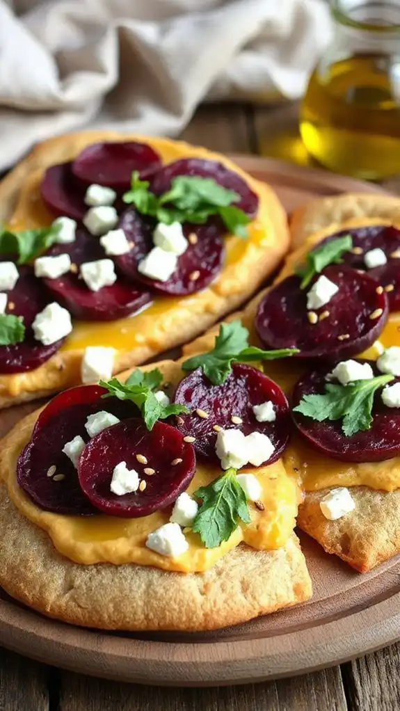 beet and hummus flatbread