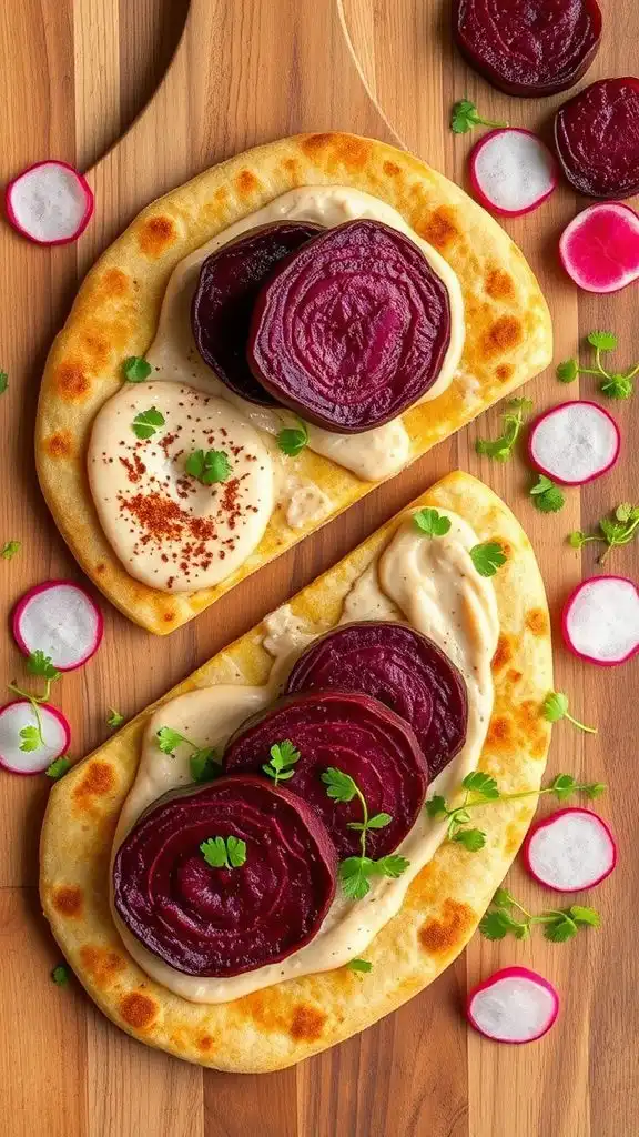 beet tahini flatbreads recipe