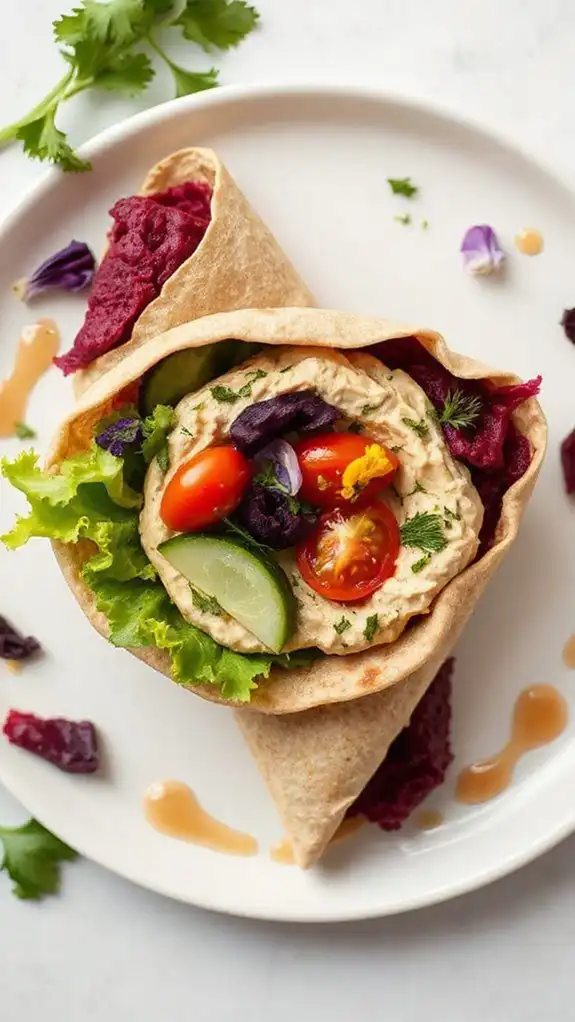 beetroot and hummus wrap